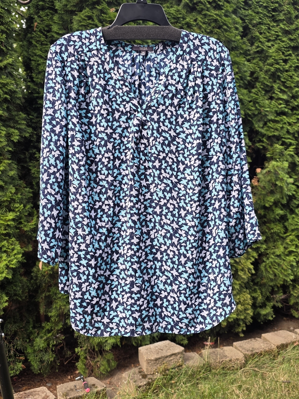 NYDJ Floral Tunic in Blue & Black Size 0X Like New